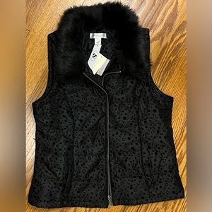 NWT Christopher & Banks Animal Flocked
Vest, Black